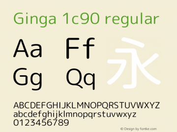 Ginga 1c90 regular  Font Sample