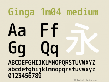 Ginga 1m04 medium  Font Sample