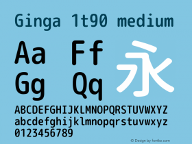 Ginga 1t90 medium  Font Sample