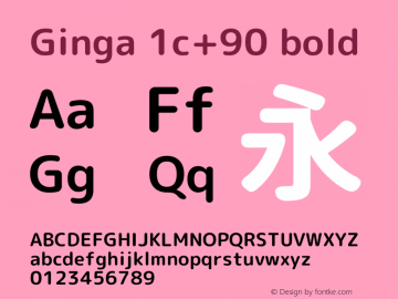 Ginga 1c+90 bold  Font Sample