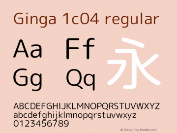 Ginga 1c04 regular  Font Sample