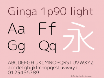 Ginga 1p90 light  Font Sample