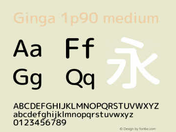 Ginga 1p90 medium  Font Sample