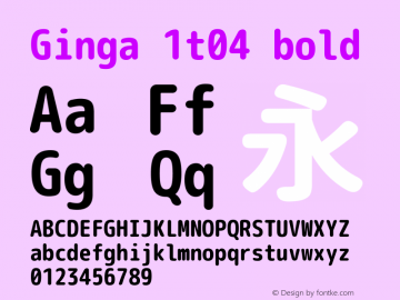 Ginga 1t04 bold  Font Sample