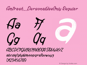 Amtrash_PersonalUseOnly Version 1.000 2019 initial release Font Sample