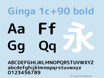 Ginga 1c+90 bold  Font Sample