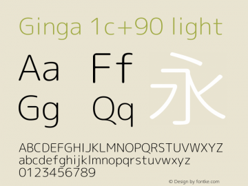 Ginga 1c+90 light  Font Sample