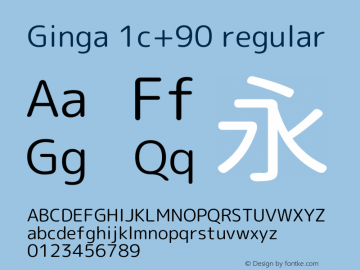 Ginga 1c+90 regular  Font Sample