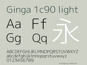 Ginga 1c90 light  Font Sample