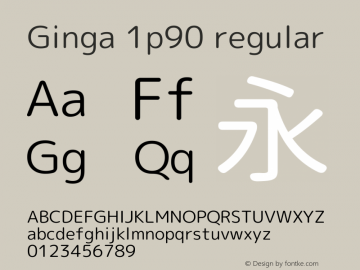 Ginga 1p90 regular  Font Sample