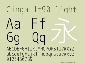 Ginga 1t90 light  Font Sample