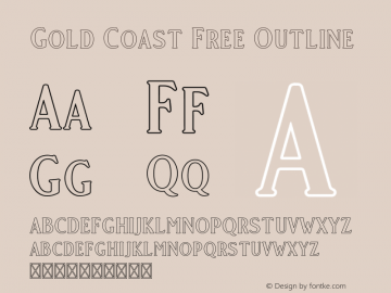 GoldCoastFree-Outline Version 1.000 Font Sample