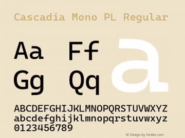 Cascadia Mono PL Regular Version 1911.200 Font Sample