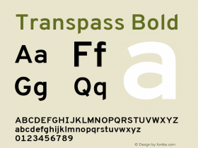 Transpass Bold Version 1.001;January 7, 2020;FontCreator 12.0.0.2547 64-bit; ttfautohint (v1.8.3)图片样张