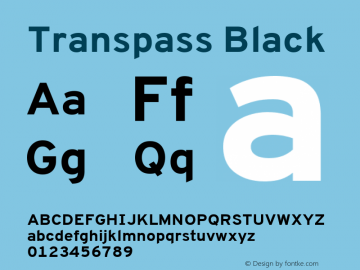 Transpass Black Version 1.001;January 7, 2020;FontCreator 12.0.0.2547 64-bit; ttfautohint (v1.8.3)图片样张