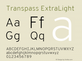 Transpass ExtraLight Version 1.001;January 7, 2020;FontCreator 12.0.0.2547 64-bit; ttfautohint (v1.8.3)图片样张