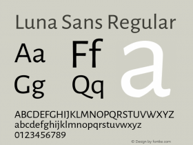 Luna Sans Version 2.001;January 6, 2020;FontCreator 12.0.0.2547 64-bit Font Sample