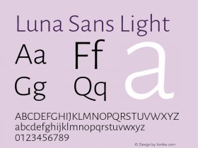 Luna Sans Light Version 2.001;January 6, 2020;FontCreator 12.0.0.2547 64-bit Font Sample