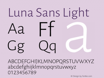 Luna Sans Light Version 2.001;January 6, 2020;FontCreator 12.0.0.2547 64-bit图片样张