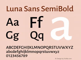Luna Sans SemiBold Version 2.001;January 6, 2020;FontCreator 12.0.0.2547 64-bit Font Sample