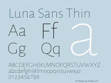 Luna Sans Thin Version 2.001;January 6, 2020;FontCreator 12.0.0.2547 64-bit图片样张