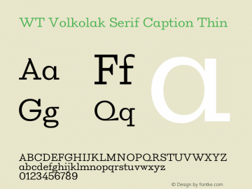 WT Volkolak Serif Caption Thin Version 2.000;PS 002.000;hotconv 1.0.88;makeotf.lib2.5.64775 Font Sample