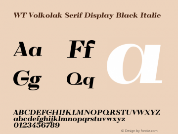 WT Volkolak Serif Display Black Italic Version 3.000;PS 003.000;hotconv 1.0.88;makeotf.lib2.5.64775 Font Sample