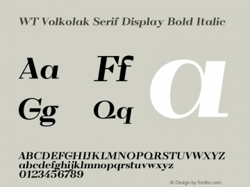 WT Volkolak Serif Display Bold Italic Version 3.000;PS 003.000;hotconv 1.0.88;makeotf.lib2.5.64775 Font Sample