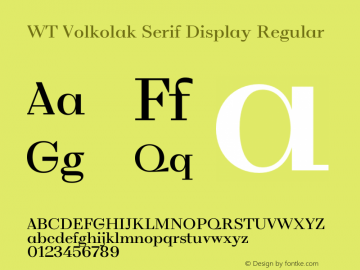 WT Volkolak Serif Display Regular Version 2.000;PS 002.000;hotconv 1.0.88;makeotf.lib2.5.64775 Font Sample