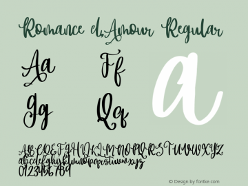 Romance d'Amour Version 1.00;January 22, 2020;FontCreator 11.5.0.2430 64-bit图片样张