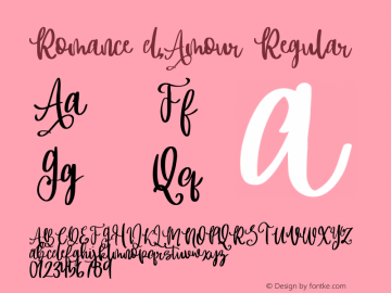 Romance d'Amour Version 1.00;January 22, 2020;FontCreator 11.5.0.2430 64-bit图片样张