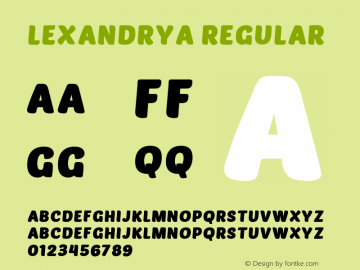 Lexandrya Version 1.00;January 23, 2020;FontCreator 11.5.0.2422 64-bit Font Sample