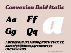 Convexion-BoldItalic Version 001.002 Font Sample