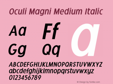 OculiMagni-MediumItalic Version 1.000图片样张