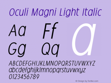 OculiMagni-LightItalic Version 1.000 Font Sample