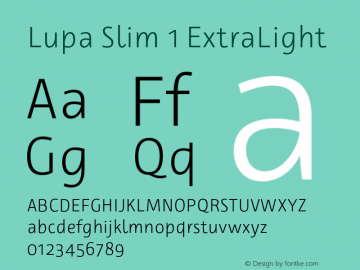 LupaSlim1-ExtraLight Version 001.000 Font Sample