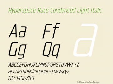 HyperspaceRaceCondensed-LtIt Version 1.000;hotconv 1.0.109;makeotfexe 2.5.65596图片样张