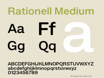 Rationell-Medium Version 4.059;hotconv 1.0.109;makeotfexe 2.5.65596 Font Sample