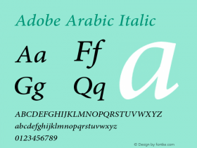 AdobeArabic-Italic Version 3.001;PS 3.0;hotconv 1.0.70;makeotf.lib2.5.5900图片样张