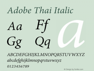 AdobeThai-Italic Version 1.043 Font Sample