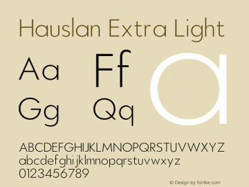 Hauslan-ExtraLight Version 1.000 Font Sample