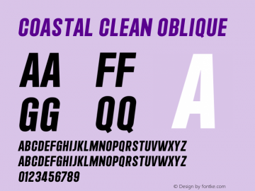 Coastal Clean Oblique Version 1.085;hotconv 1.0.109;makeotfexe 2.5.65596 Font Sample