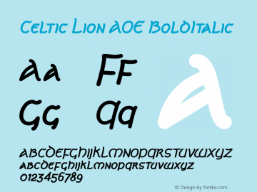 Celtic Lion AOE BoldItalic Macromedia Fontographer 4.1.2 1/8/01图片样张