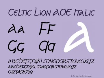 Celtic Lion AOE Italic Macromedia Fontographer 4.1.2 1/8/01 Font Sample