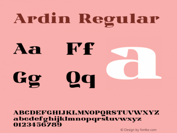 Ardin Regular Version 1.000;hotconv 1.0.109;makeotfexe 2.5.65596 Font Sample