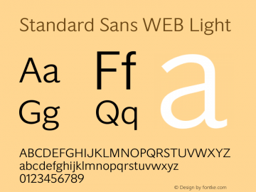 Standard Sans WEB Light Version 2.001;PS 2.1;hotconv 1.0.88;makeotf.lib2.5.647800 Font Sample