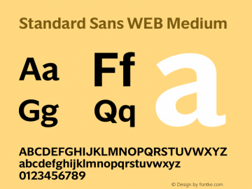 Standard Sans WEB Medium Version 1.001;PS 1.1;hotconv 1.0.88;makeotf.lib2.5.647800; ttfautohint (v1.4)图片样张