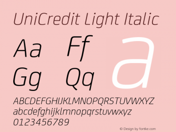 UniCredit Light Italic Version 2.000 Font Sample