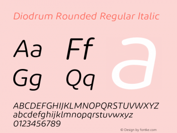 DiodrumRounded-RegularItalic Version 1.001;PS 001.001;hotconv 1.0.88;makeotf.lib2.5.64775 Font Sample