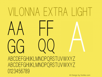 Vilonna Extra Light Version 1.00;February 6, 2020;FontCreator 11.5.0.2422 64-bit图片样张